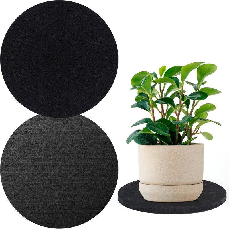 AHFCANG Plant Coaster Mat Reversible(Fabric/Leather),2Pcs Plant Coasters for House Plants Indoor & Outdoor,Household Products Absorbent/Waterproof(12inch) - Image 1